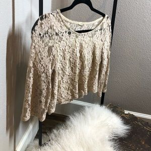 Nude lace crop top